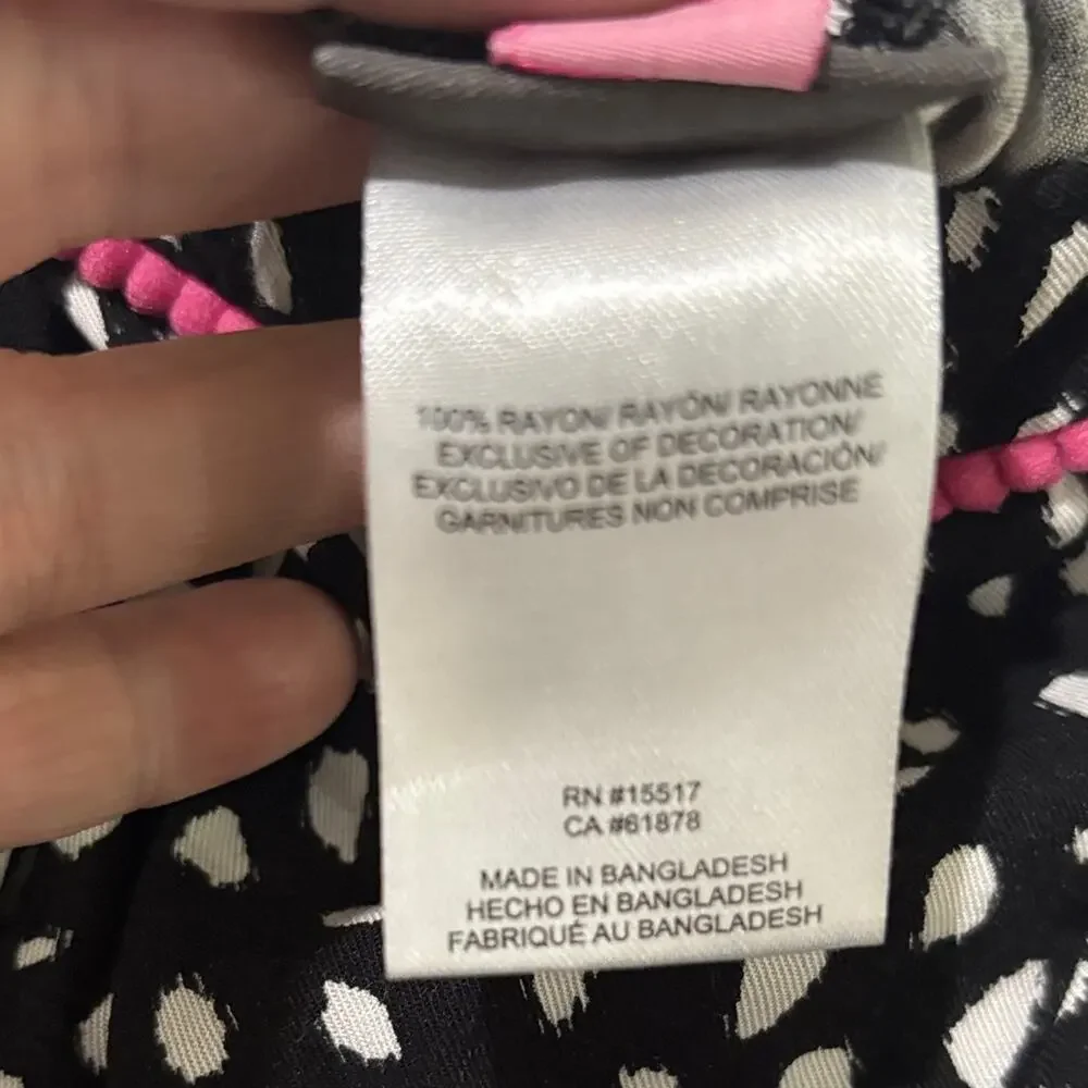 Vince Camuto 6x Stylish Black White Kids Romper hot pink waist bow accent nwot